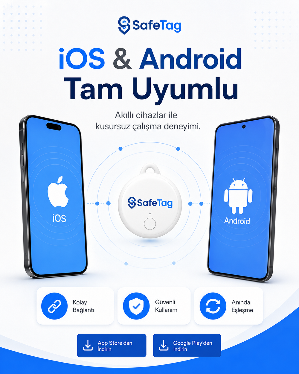 SafeTag Akıllı Takip Cihazı – Araç, Çanta, Anahtar ve Sevdikleriniz İçin Konum Takibi